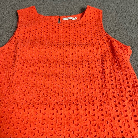 Alfred Sung Women's Orange Crewneck Sleeveless Square Eyelet Shift Dress Size 16 - Picture 2 of 12